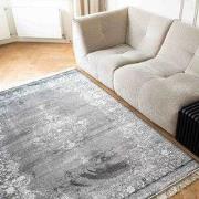 Vintage vloerkleed Ornament antraciet met franjes Antraciet; Zwart; Gr...