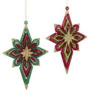 Orn.plc ster rd/grn/gd l15cm