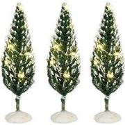 Snowy conifer lighted 3 stuks battery operated h10,5xd4cm