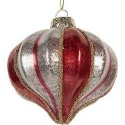 Clayre & Eef Kerstbal Ø 8x8 cm Rood Glas