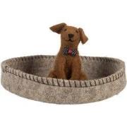 Clayre & Eef Decoratie schaal Ø 19x10 cm Grijs Vilt Hond