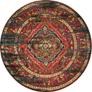 Rond Vintage Marrakech - Laagpolig Vloerkleed - Multikleur Zwart- 300 ...