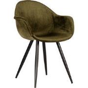 LABEL51 Eetkamerstoel Forli - Army - Fluweel - Zwart Metalen Frame