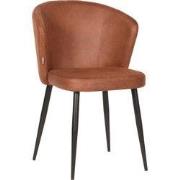LABEL51 Eetkamerstoel Wave - Cognac - Microvezel - Zwart Metalen Frame