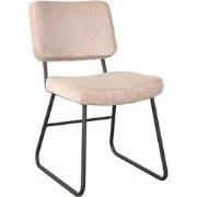 LABEL51 Eetkamerstoel Noah - Naturel - Ribcord - Zwart Metalen Frame