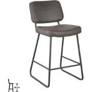 LABEL51 Barkruk Noah - Antraciet - Micro Suede - Laag