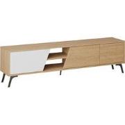 TV-meubel 3 deuren en 2 vakken, eiken en wit decor, L180 cm - Fiona
