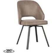 LABEL51 Eetkamerstoel Lewis - Taupe - Micro Suede - Zwart Metalen Fram...