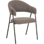 LABEL51 Eetkamerstoel Lowen - Bruin - Boucle - Zwart Metalen Frame