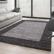 Hoogpolig vloerkleed - Candy Shaggy Grijs Lijstmotief - 100 X 200 CM