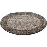 Candy Shaggy Lijstmotief Rond Shaggy vloerkleed - taupe - 120 X 120 RO...