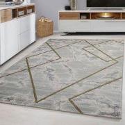 Alba Modern Grijs / Goud vloerkleed - Marmer Design - 200 X 290 CM