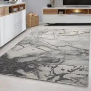 Alba Modern Grijs vloerkleed - Marmer Design - 80 X 150 CM