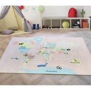 Kids Speelkleed Kinderkamer Roze vloerkleed - Wereldkaart - 120 X 170 ...