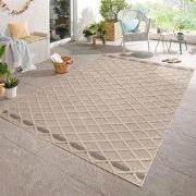 Tenedo Indoor & Outdoor Beige vloerkleed - Geruit - 160 X 230 CM