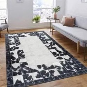 Amira Patchwork Design Zwart / Wit vloerkleed - Wasbaar - 140 X 200 CM