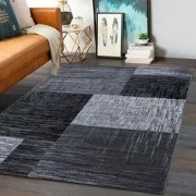 Marlon Modern Zwart / Grijs vloerkleed - Geblokt - 80 X 150 CM