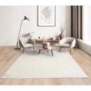Rosia vloerkleed - Effen Uni & Wasbaar Hoogpolig - Crème - 120 X 170 C...