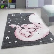 Kids Kinderkamer Olifant Roze vloerkleed - - 140 X 200 CM