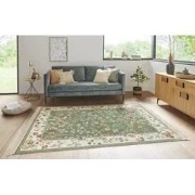 Klassiek Vintage vloerkleed - Laagpolig - Naveh - Franjes - Groen - 16...