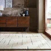 Laagpolig vloerkleed Dottie - Linear - Wol - Zwart / Wit - 200 x 290 c...