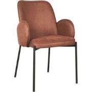 LABEL51 Eetkamerstoel Jari - Cognac - Microvezel - Zwart Metalen Frame