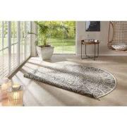 Laagpolig Rond Vloerkleed - Omkeerbaar Binnen en Buitenkleed - Grijs /...