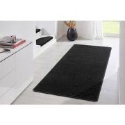 Loper Uni Laagpolig Effen Vloerkleed - Fancy - Zwart - 80x150 cm