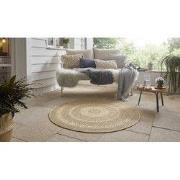 Rond Jute look vloerkleed - Binnen en buitenkleed - Almendro - Beige /...