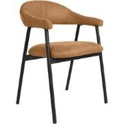 LABEL51 Eetkamerstoel Amaze - Cognac - Micro Suede - Zwart Metalen Fra...