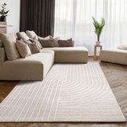 Laagpolig Japandi Vloerkleed Sanilia - Creme - 160x220 cm