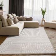 Laagpolig Japandi Vloerkleed Sanilia - Creme - 160x220 cm