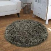 Hoogpolig Vloerkleed Plavera - Effen Uni - Antraciet - 90x90 cm