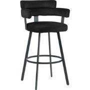 LABEL51 Barkruk Bardio - Zwart - Fluweel - Hoog