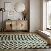 Laagpolig Carlos Geometrisch Vloerkleed - Groen - 155x230 cm