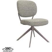 LABEL51 Eetkamerstoel Geneva - Truffel grijs - Boucle - Bronze Frame