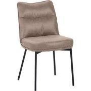 LABEL51 Eetkamerstoel Lennon - Taupe - Micro Suede - Zwart Metalen Fra...