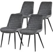 Eetkamerstoel set van 4 antraciet met fluwelen bekleding en stalen pot...