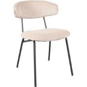LABEL51 Eetkamerstoel Zack - Naturel - Ribcord - Zwart Metalen Frame