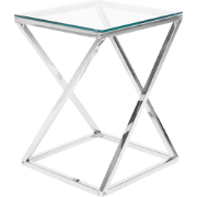 BEVERLY - Bijzettafel - Zilver - Glas
