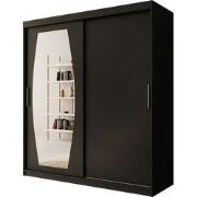 Meubella - Kledingkast Azai - Zwart - 180 cm - Met spiegel