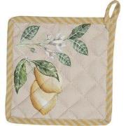 Clayre & Eef Pannenlap 20x20 cm Beige Geel Katoen Citroen