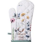 Clayre & Eef Ovenwant 18x30 cm Wit Groen Katoen Bloemen
