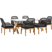 OLBIA  - Tuinset 6-zits met stoelen - Zwart/Wit - Vezelcement