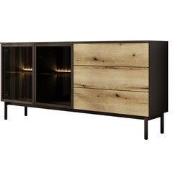 Meubella - Dressoir Ludwig - Zwart - Eiken - 180 cm