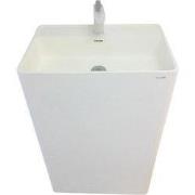 Vrijstaand Solid Surface wastafel Cube 60x42cm mat wit - met kraangat