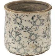 Clayre & Eef Bloempot Ø 17x16 cm Grijs Beige Keramiek Bloemen