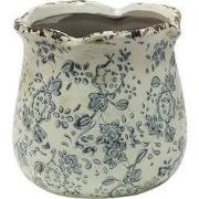 Clayre & Eef Bloempot Ø 15x14 cm Grijs Beige Keramiek Bloemen