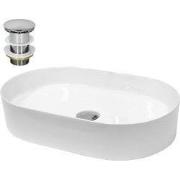 Wastafel 605x380x125 mm wit keramiek incl. afvoerset zonder overloop