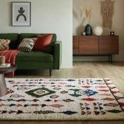 Hoogpolig vloerkleed - Berber Design Fes - 100% Wol - Shaggy - Multi -...